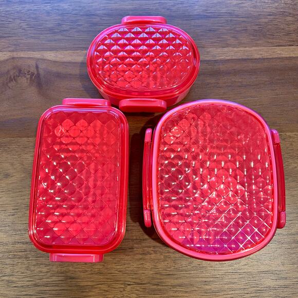 Pink Jewel Bento Lunch Box Set - 3 Latched Food Storage Containers - Picture 2 of 5